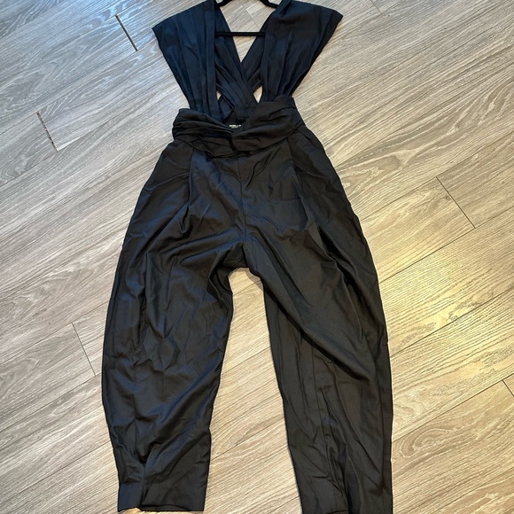 Rachel Comey Black Pleated Ballon Style Cinch Waist Tapered Hem Jumpsuit, Size 4 - Picture 2 of 11